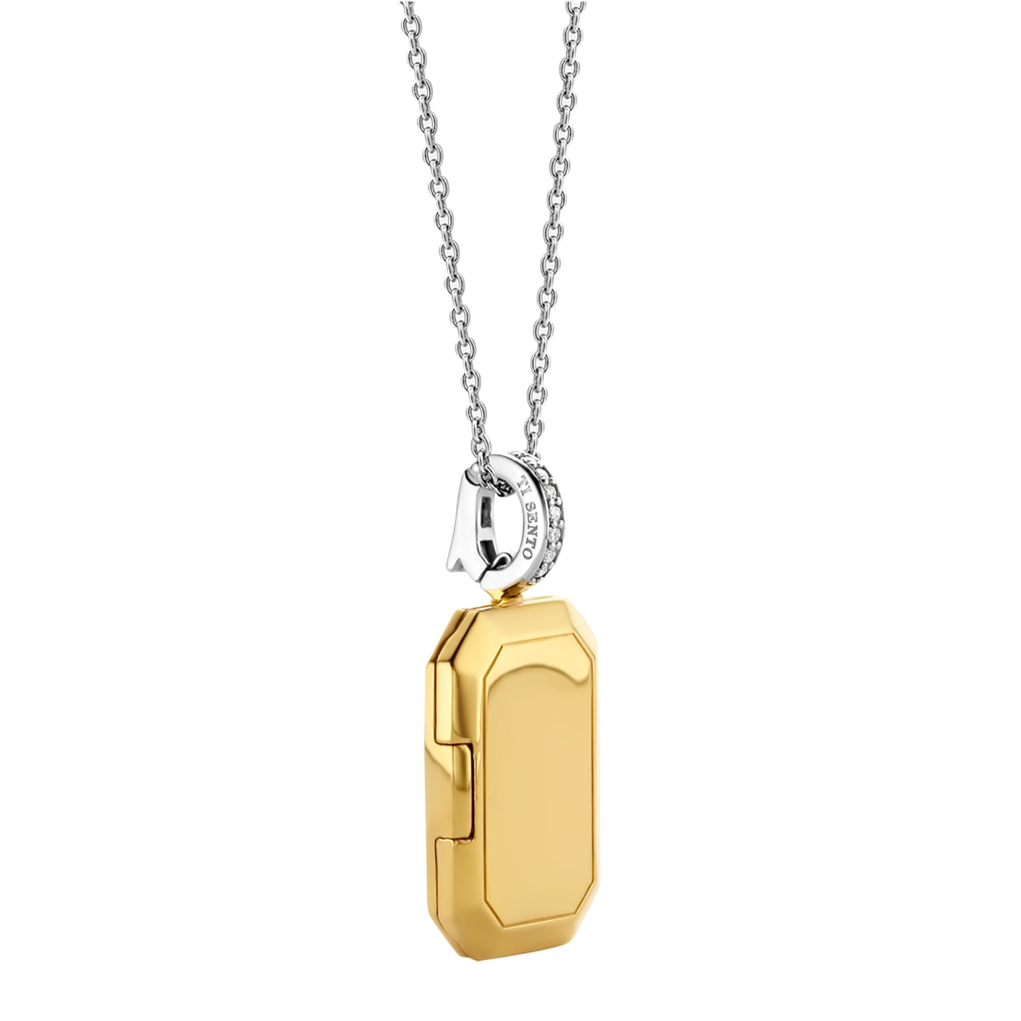 Ti Sento Yellow Gold Plated Cubic Zirconia Locket Pendant