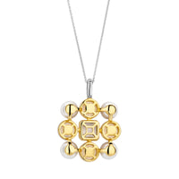 Ti Sento Yellow Gold Plated Synthetic Pearl and Cubic Zirconia Flower Pendant - Michael Jones Jeweller
