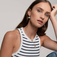 Ti Sento Yellow Gold Plated Mother of Pearl White and Cubic Zirconia Pendant - Michael Jones Jeweller