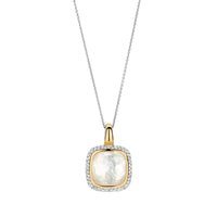 Ti Sento Yellow Gold Plated Mother of Pearl White and Cubic Zirconia Pendant - Michael Jones Jeweller
