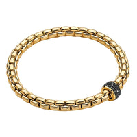 FOPE Eka Tiny 18ct Yellow Gold 0.54ct Black Diamond Set Bracelet Extra Large - Michael Jones Jeweller