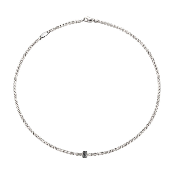 FOPE Flex'it Eka 18ct White Gold 0.20ct Black Diamond Set Necklace 50cm