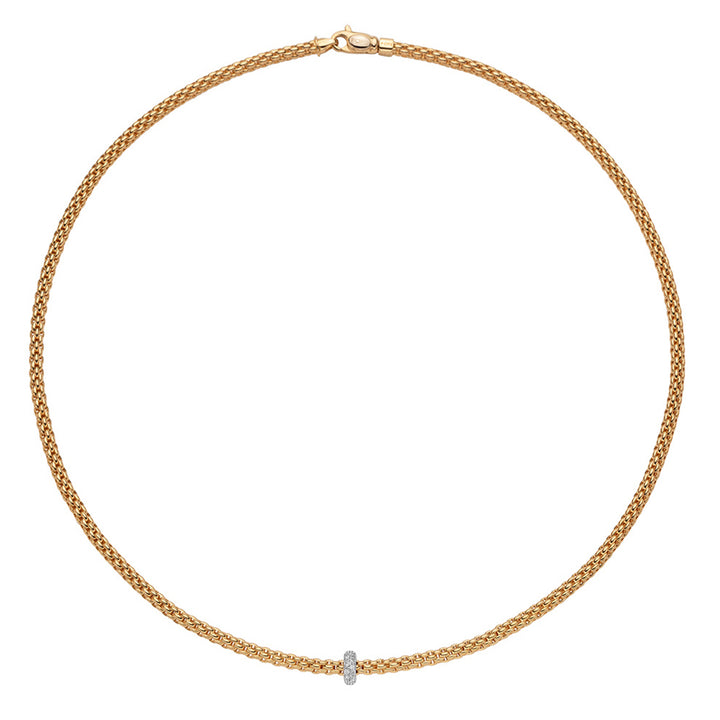 FOPE Flex'it Prima 18ct Rose and White Gold 0.18ct Diamond Set Necklace 43cm