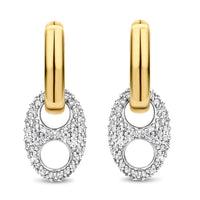 Ti Sento Cubic Zirconia Yellow Gold Plated Coffee Bean Hoop Earrings - Michael Jones Jeweller