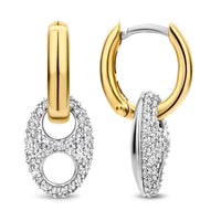 Ti Sento Cubic Zirconia Yellow Gold Plated Coffee Bean Hoop Earrings - Michael Jones Jeweller