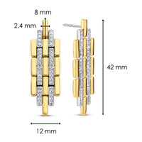 Ti Sento Cubic Zirconia Yellow Gold Plated Brick Link Drop Earrings - Michael Jones Jeweller