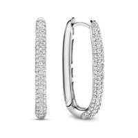 Ti Sento Cubic Zirconia Set Elongated Oval Hoop Earrings - Michael Jones Jeweller