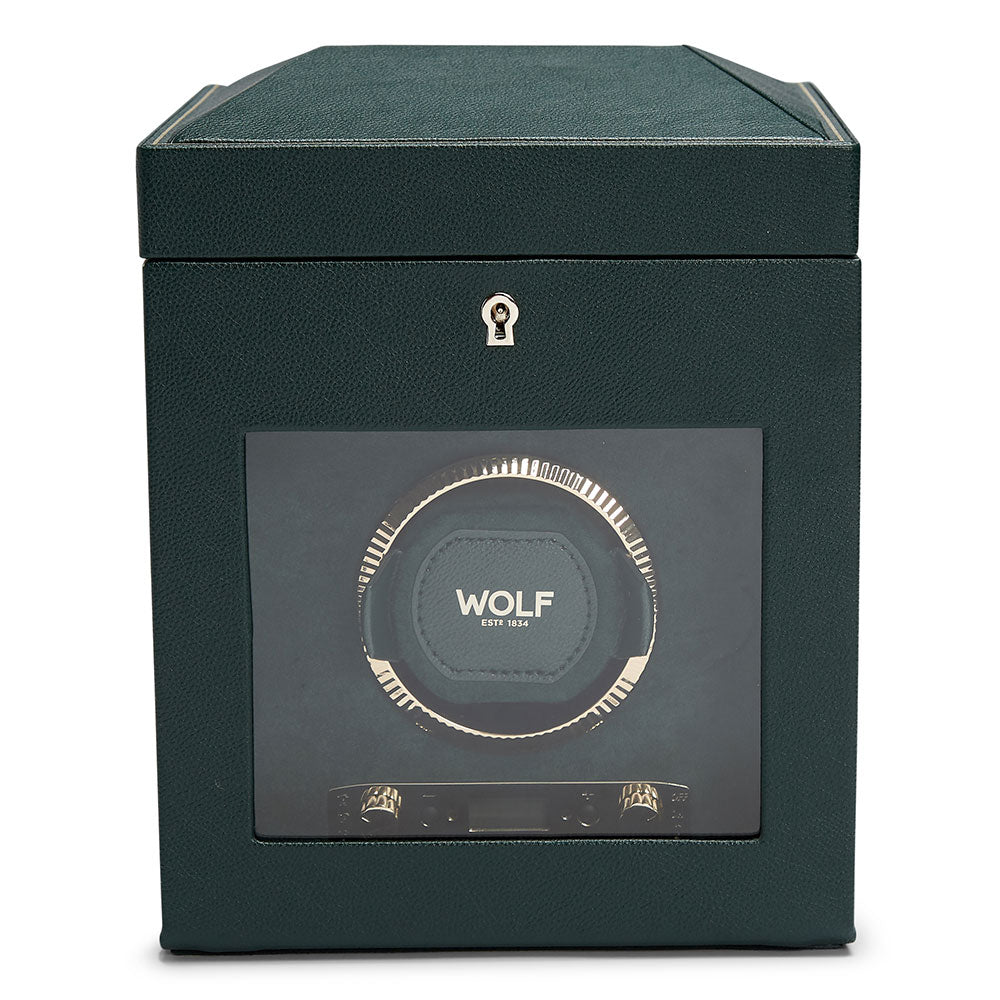 British Racing Green Wolf Designs Watch Box Wolf Double Watch