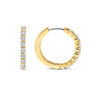 Ti Sento Yellow Gold Plated Cubic Zirconia Medium 18mm Huggy Hoop Earrings - Michael Jones Jeweller