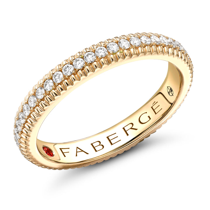 Fabergé Colours of Love Yellow Gold Diamond Set Fluted Ring