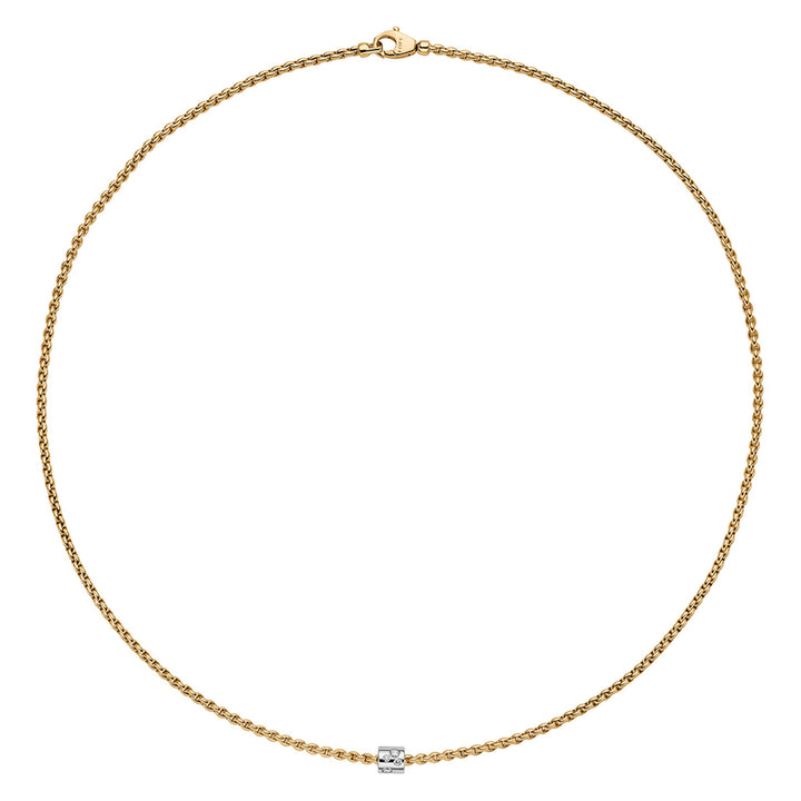 FOPE Aria 18ct Yellow Gold 0.17ct Diamond Set Necklace 43cm