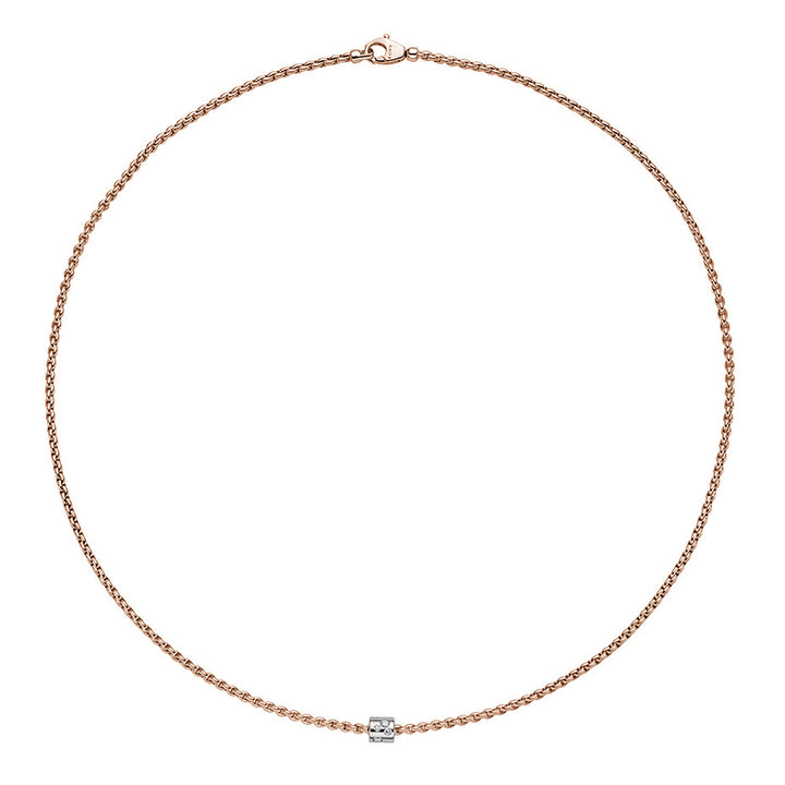 FOPE Aria 18ct Rose Gold 0.17ct Diamond Set Necklace 43cm