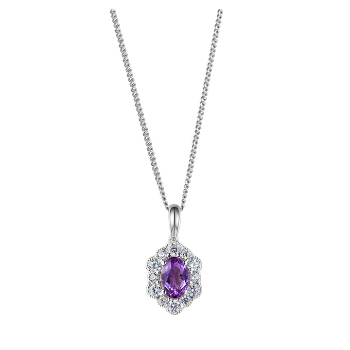 Amore Lovable You Amethyst and Cubic Zirconia Necklace