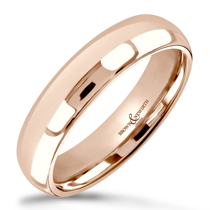 5mm Sleek 9ct Rose Gold Wedding Ring by Brown & Newirth