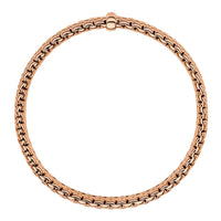 FOPE Flex'it Panorama 18ct Rose Gold 0.01ct Black Diamond Set Bracelet Medium - Michael Jones Jeweller