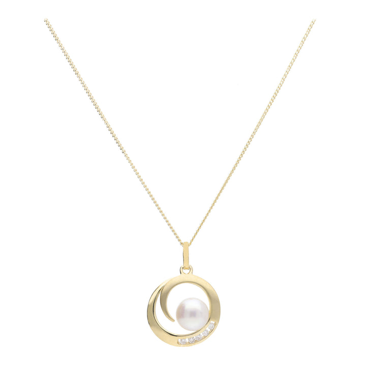Freshwater Pearl and Diamond 9ct Yellow Gold Necklace