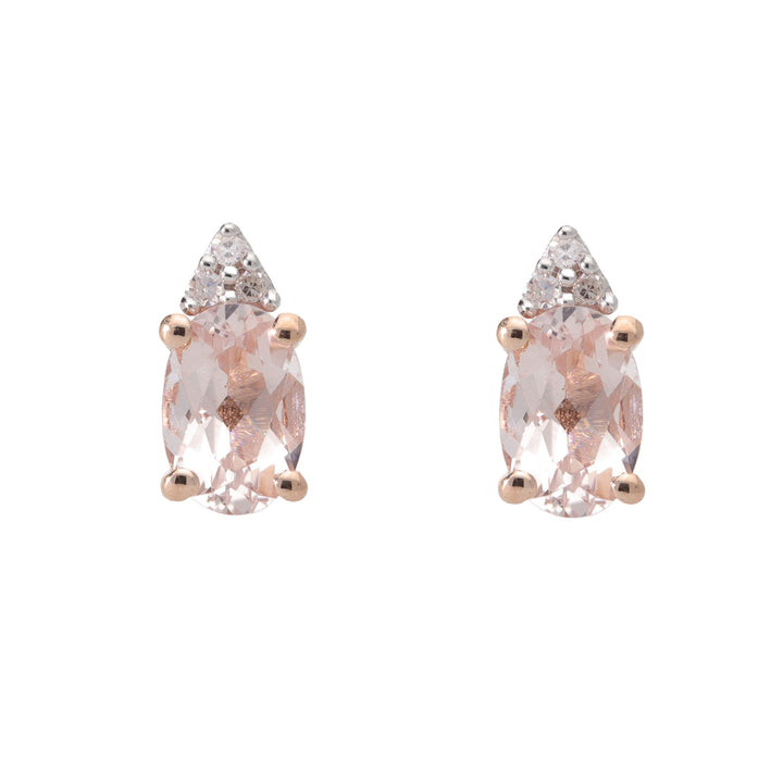 Morganite and Diamond 9ct Rose Gold Stud Earrings