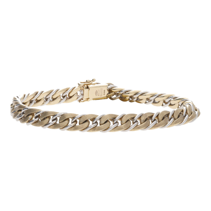 Curb Style 9ct Yellow and White Gold Bracelet