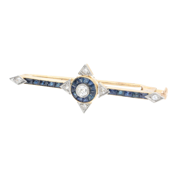 Pre-Owned Sapphire and Diamond Bar Brooch