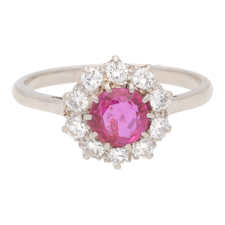 Pre-Owned Ruby and Diamond Circular Cluster Ring