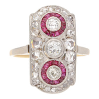 Pre-Owned Diamond and Ruby Tonneau Cluster Ring - Michael Jones Jeweller
