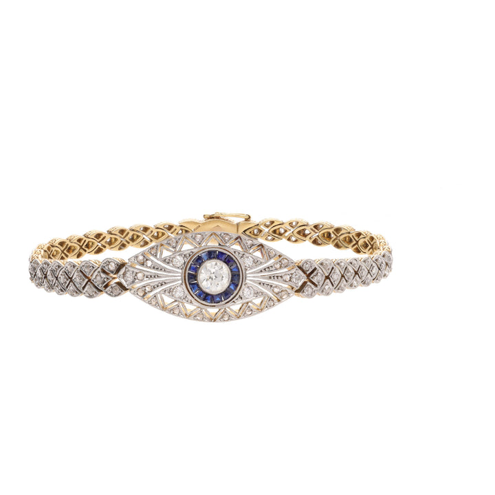 Pre-Owned Diamond and Sapphire Art Deco Style Bracelet