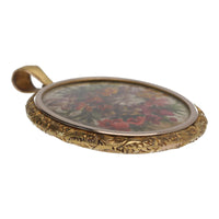 Pre-Owned 15ct Gold Oval Locket with Floral Painting - Michael Jones Jeweller