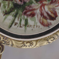 Pre-Owned 15ct Gold Oval Locket with Floral Painting - Michael Jones Jeweller