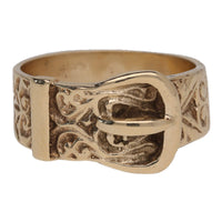 Pre-Owned Engraved Buckle Pattern 9ct Yellow Gold Ring - Michael Jones Jeweller
