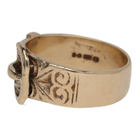 Pre-Owned Engraved Buckle Pattern 9ct Yellow Gold Ring - Michael Jones Jeweller