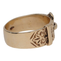 Pre-Owned Engraved Buckle Pattern 9ct Yellow Gold Ring - Michael Jones Jeweller