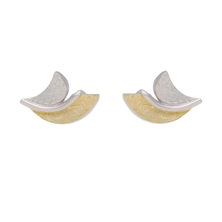 Double Wave Silver and Yellow Gold Plated Stud Earrings
