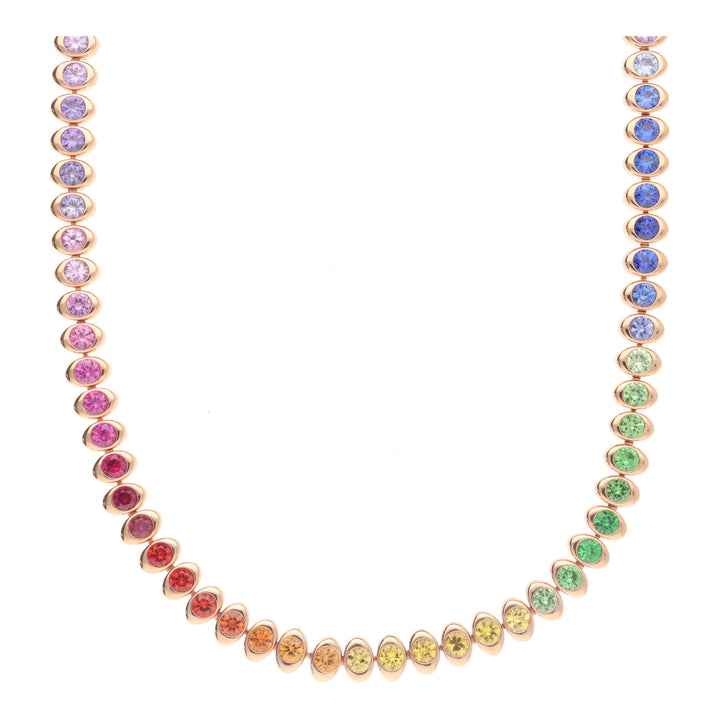 Fabergé Colours of Love Cosmic Curve Rose Gold Rainbow Multicoloured Gemstone Necklace