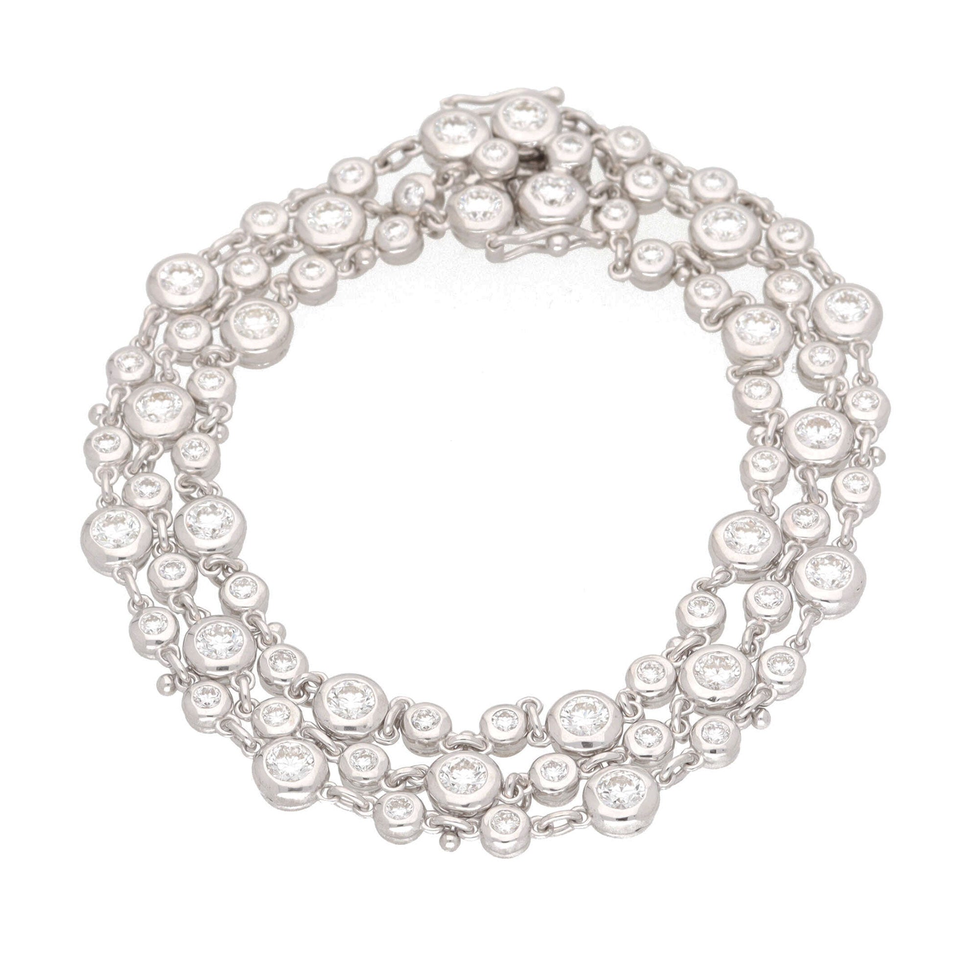 Diamond Three Strand 18ct White Gold Bracelet Michael Jones Jeweller