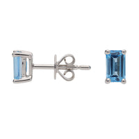 Blue Topaz 9ct White Gold Stud Earrings - Michael Jones Jeweller