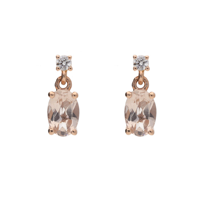 Morganite and Diamond 18ct Rose Gold Drop Earrings
