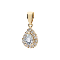 Aquamarine and Diamond Pear Shaped 18ct Yellow Gold Pendant