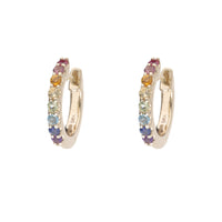 Rainbow 9ct Yellow Gold Small Hoop Earrings - Michael Jones Jeweller