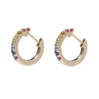 Rainbow 9ct Yellow Gold Small Hoop Earrings - Michael Jones Jeweller