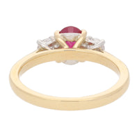 Ruby and Diamond Oval Three Stone 18ct Yellow Gold Ring - Michael Jones Jeweller
