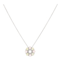 Rose Quartz and Green Chalcedony 18ct White Gold Flower Necklace - Michael Jones Jeweller