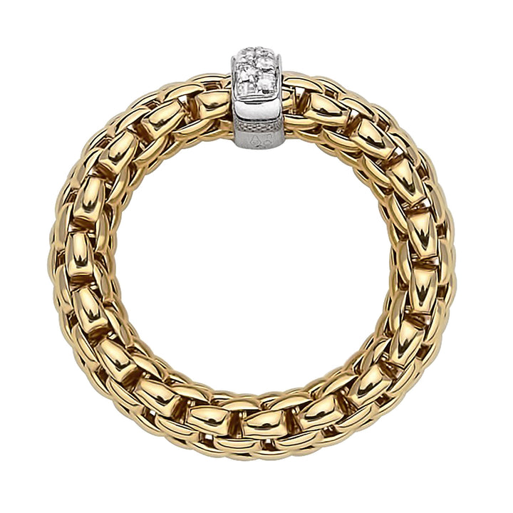 FOPE Flex'it Vendôme 18ct Yellow and White Gold 0.10ct Diamond Set Ring Medium