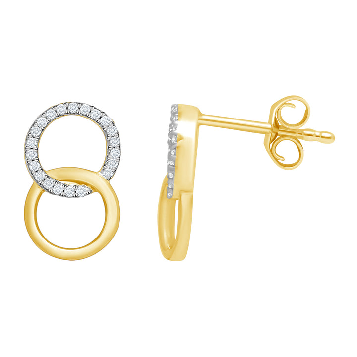 Diamond 9ct Yellow Gold Interlocking Circles Stud Earrings