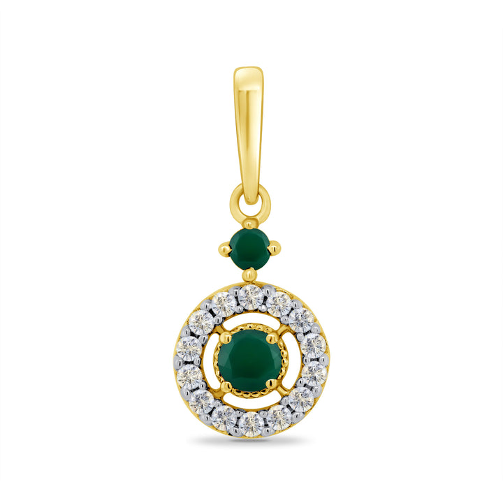 Emerald And Diamond 9ct Yellow Gold Pendant