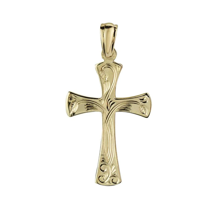 9ct Yellow Gold Engraved Cross