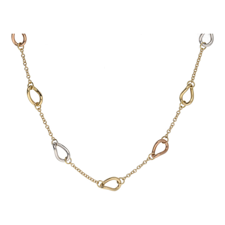 Twisted Open Link 9ct Yellow White and Rose Gold Necklace