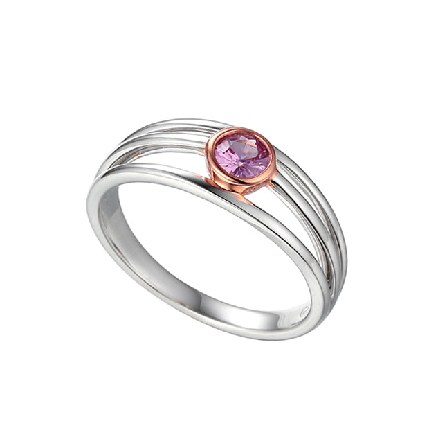 Amore Pink Sapphire 9ct White and Rose Gold Three Strand Ring