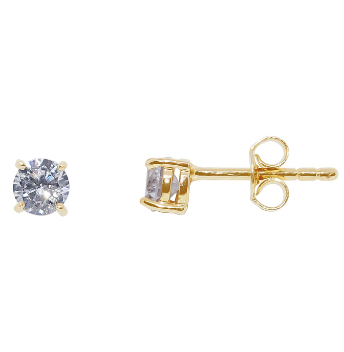 Solitaire CZ 9ct Yellow gold Stud Earrings