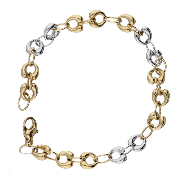 Heart Link 9ct White and Yellow Gold Bracelet