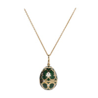 Fabergé Heritage Yellow Gold Green Guilloché Enamel Heart Diamond Surprise Locket - Michael Jones Jeweller